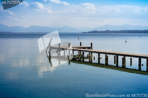 Image of wooden jetty Starnberg lake