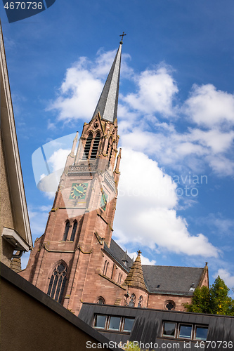 Image of the red sand stone church at Nagold Germany