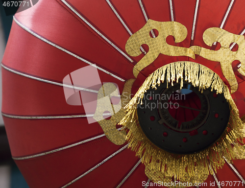 Image of Red Chinese lantern, view from below