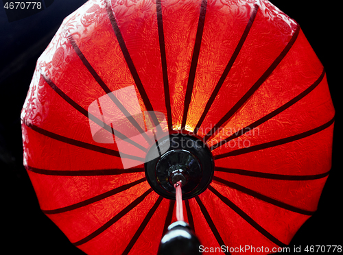 Image of Red Chinese lantern, view from below