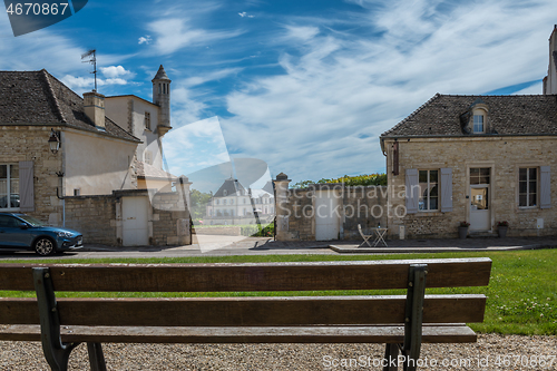 Image of MEURSAULT, BURGUNDY, FRANCE - JULY 9, 2020: View to the winery in Meursault, Burgundy, France