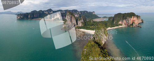 Image of Aerial panorama Pranang beach, Thailand