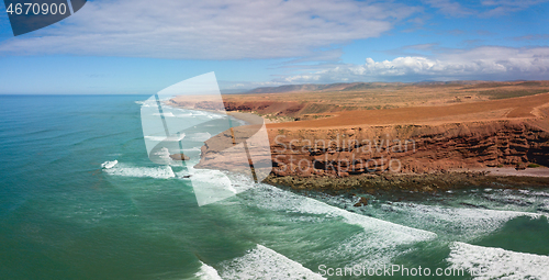 Image of Aerial view on ocean and rocks in Morocco