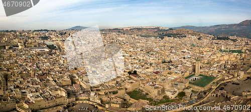 Image of Aerial panorama of Medina in Fes, Morocco