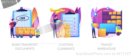 Image of Goods import legal permission abstract concept vector illustrations.