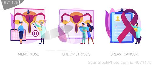 Image of Female health issues vector concept metaphors.