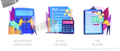Image of Accountant appointment vector concept metaphors.