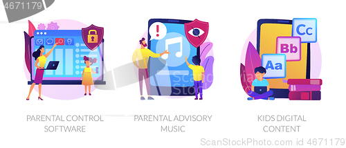 Image of Parental control for kids wellbeing vector concept metaphors.