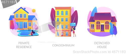 Image of Single family home abstract concept vector illustrations.
