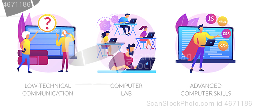 Image of Computer skills requirement abstract concept vector illustrations.