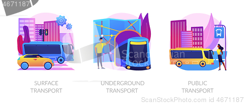 Image of Urban passengers transportation vector concept metaphors.