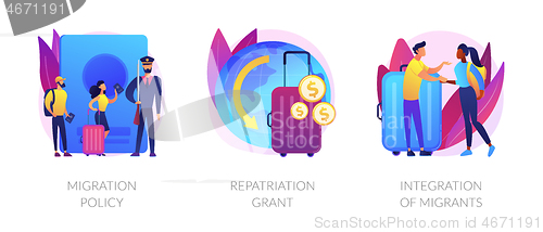 Image of Human legal migration abstract concept vector illustrations.