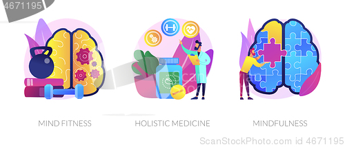 Image of Mental and physical health treatment abstract concept vector illustrations.