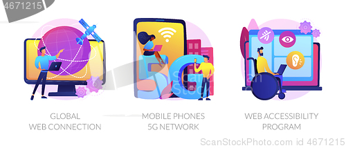 Image of Global network communication abstract concept vector illustrations.