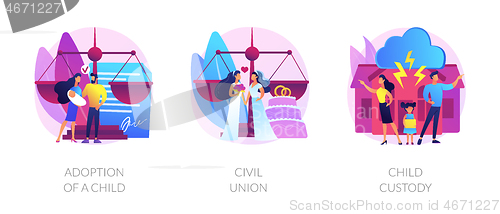 Image of Family law abstract concept vector illustrations.