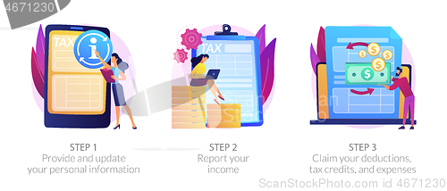 Image of Tax accounting process flowchart vector concept metaphors