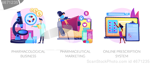 Image of Pharmacological service vector concept metaphors.