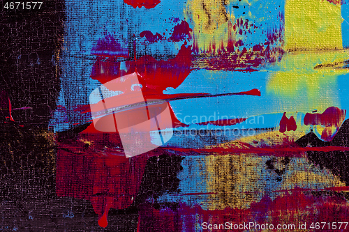 Image of Blue, black, red and yellow shades colored wall texture backgrou