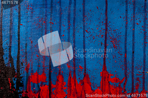 Image of Blue, red and black colored wall texture background. 