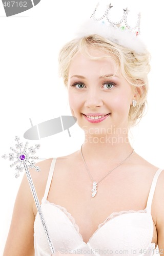 Image of lovely fairy in crown with magic wand