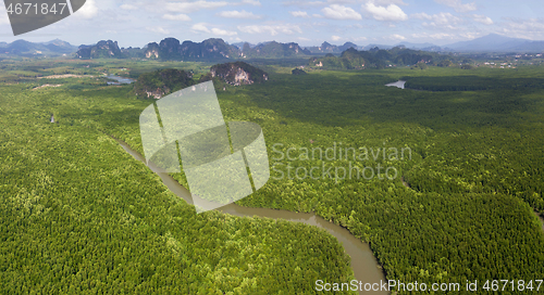 Image of Aerial of estuaries and strait in Thailand