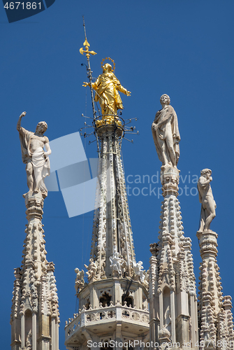 Image of Statues on top of roof cathedral in Milan