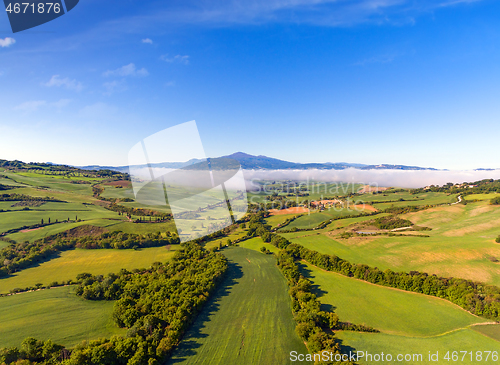 Image of Tuscany aerial panorama at morning