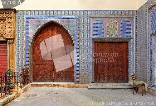 Image of Decorated doors in medina of Fez