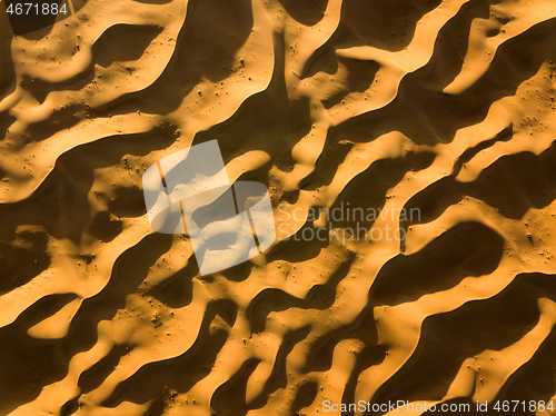 Image of Aerial top view on sand dunes in desert