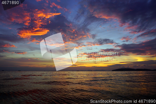 Image of beautiful colorful dramatic sea sunset