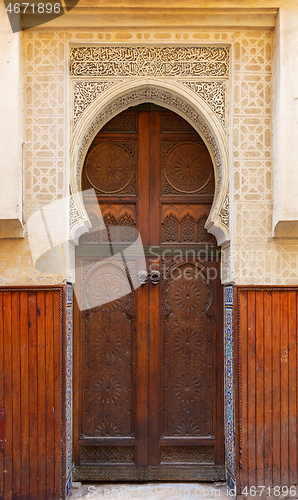 Image of Decorated door in medina of Fez