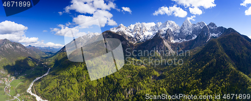 Image of Aerial view on mountains in Triglav park