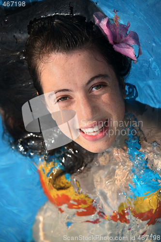 Image of Happy girl in a pool