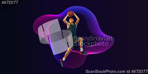 Image of Neoned modern artwork, horizontal flyer, cover with trendy design and colors