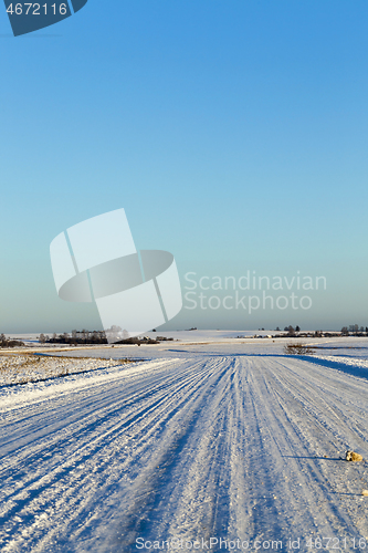 Image of winter road, close-up