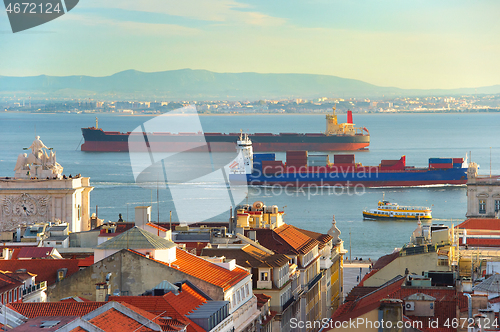 Image of Lisbon water transportation. Portugal