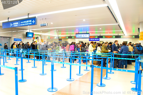 Image of Immigration arrival counter. Pudong airport