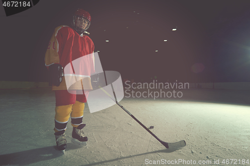 Image of teen girl  ice hockey player portrait