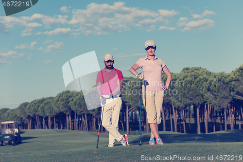 Image of portrait of couple on golf course