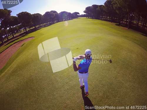 Image of top view of golf player hitting shot