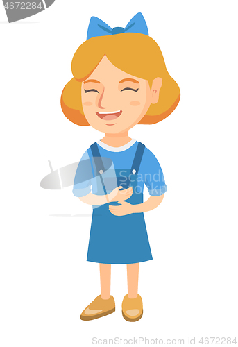 Image of Caucasian cheerful girl laughing.