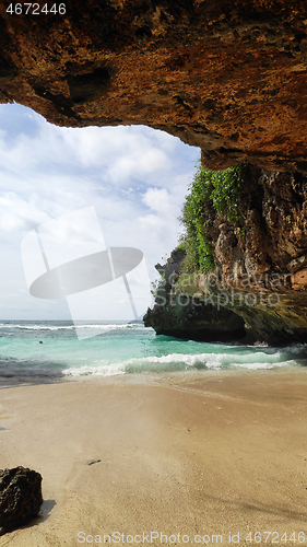 Image of View of beautiful hidden Suluban Beach, Bali