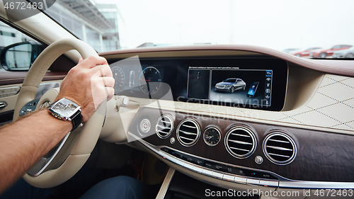 Image of Man sitting and driving in the car.