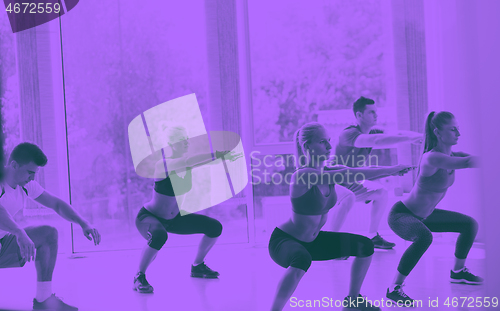 Image of Group of people exercising at the gym