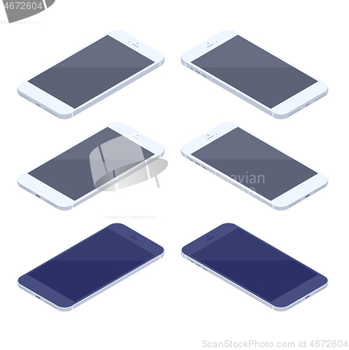 Image of Isometric smartphone kit isolated on white background.
