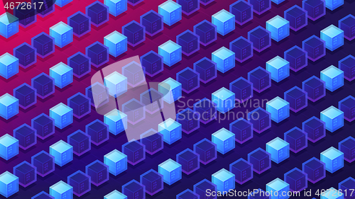 Image of Isometric blockchain proof of stake concept.