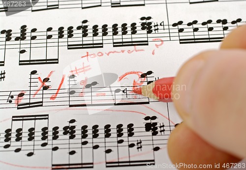 Image of music notes composing