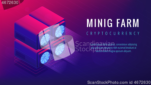 Image of Isometric mining farm landing page concept.