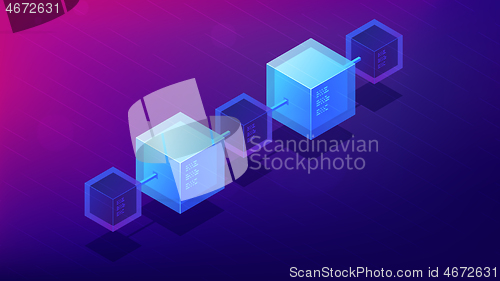 Image of Isometric blockchain network architecture concept.