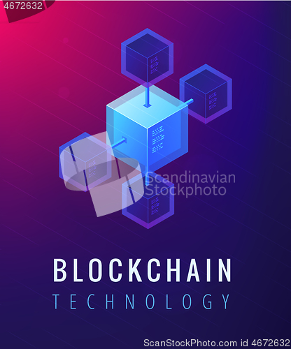 Image of Isometric blockchain technology concept.